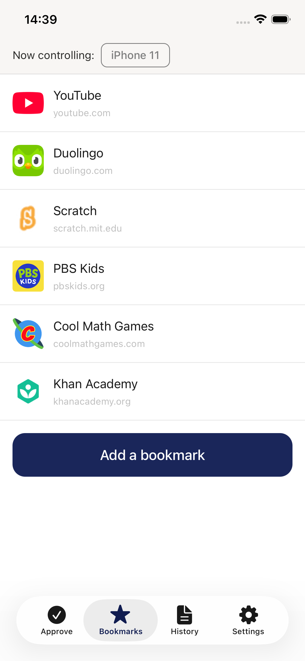 Bookmarks Screen